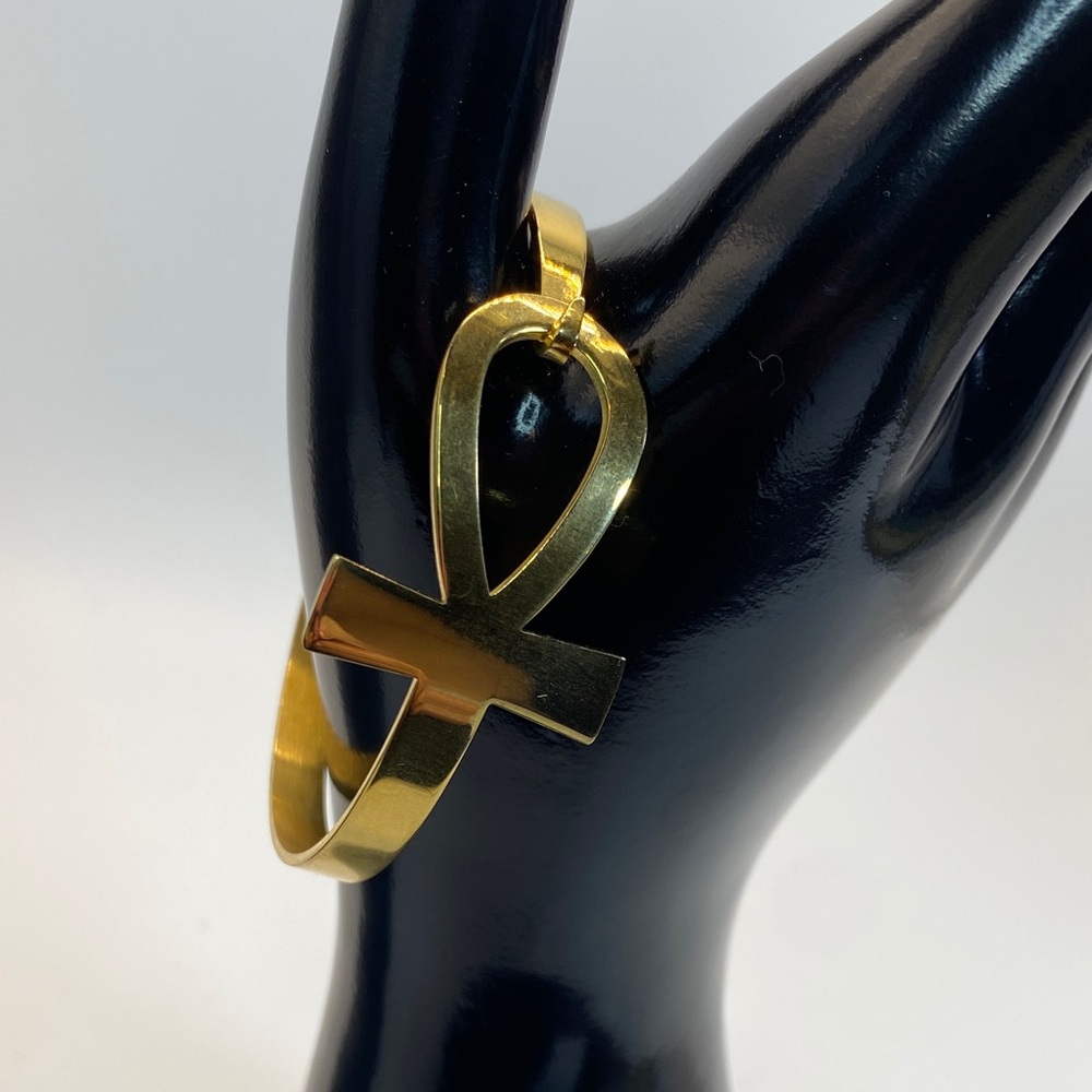 Egyptian Ankh Key Of Life Gold Tone Bracelet - Picture 10 of 10